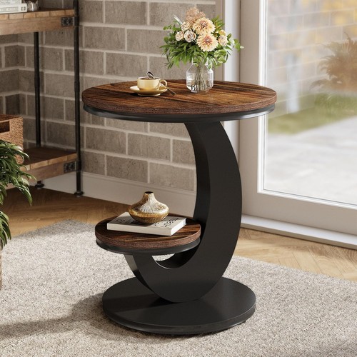 Round end table tiers side - end, 2