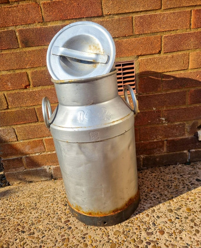 Vintage aluminium milk churn - milk,