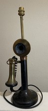 ANTIQUE CANDLESTICK TELEPHONE WITH OLD CONVERSION TO A TABLE LAMP