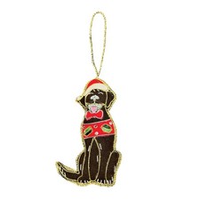 Equetech Beaded Embellished Velvet Christmas Decoration Chocolate Labrador Dog