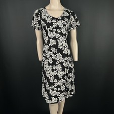 Sugarhill Boutique Black Floral Print V-Neck Short Sleeve Midi Dress UK 8 / US 2