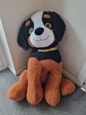 Extra Large Soft Cuddly Plush Dog Toy. Black Brown and White