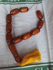 NA571 VINTAGE LARGE WOOD BEAD PRAYER BEADS 10 BEADS PLUS ONE ENDING BEAD