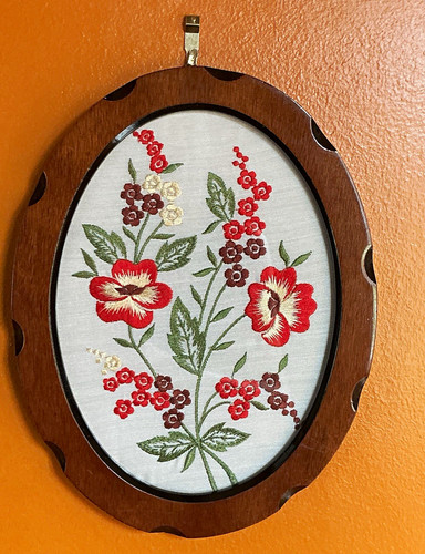 Oval framed needlepoint - oval,