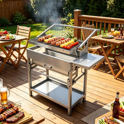 Stainless steel charcoal bbq - stainless,