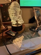 3D Illusion Star Wars Remote R2D2 Death Star Darth Vader Robot Night Light USB