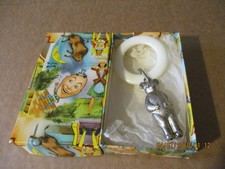 Vintage silver plated bear rattle and teething ring. In original box. 1940s/50s.