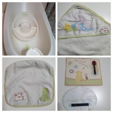 Mamas papas Bath Tub Wash Bowl  birth+ thermometer pearl White+bath towel