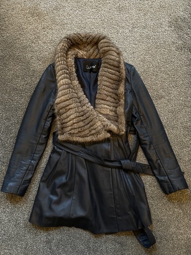 Mink lambskin leather coat - lambskin,