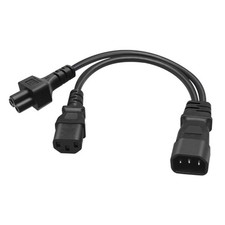 IEC320-C14 Male Plug to IEC320-C13+C5 Female Adapter Cord Y-splitter Power Line