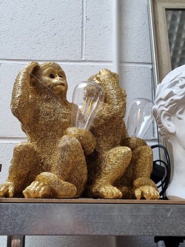 Gold monkey garden ornament - gold,