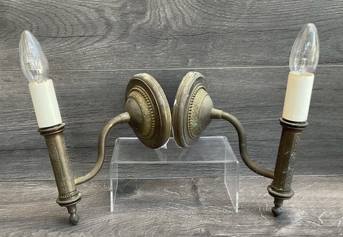Pair vintage brass wall - pair, of