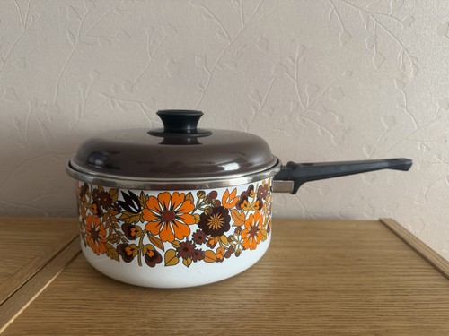Vintage brown orange floral - &,