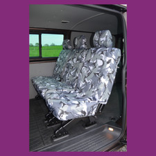 Volkswagen T5 T6 Kombi10-25 Tailored Waterproof Grey Camo Rear 2+1 Seat Covers