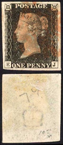Penny black plate fine - penny, (ej)