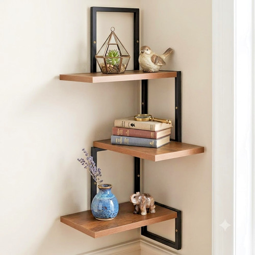 Wood corner shelf - shelf, display