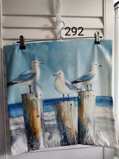 Three Perched Seagulls Soft Polyester Cushion Cover Plain Reverse 45x45cm