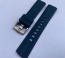 22mm Omega Seamaster 300 Blue Rubber Watch Strap with Buckle Solid