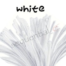 WHITE Chenille Craft Stems Pipe Cleaners, 30cm x 6mm 