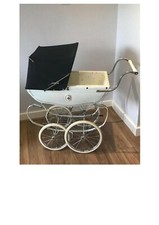 Silver Cross doll's pram - vintage coach-built model in a classic blue colour