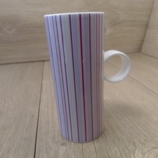 Sainsbury's Treasured Mug Tall Pink Purples Striped Mug Unusual Handle 15cm