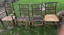 Antique Spindle back chairs with Rush Seats Chairs including carver chair 