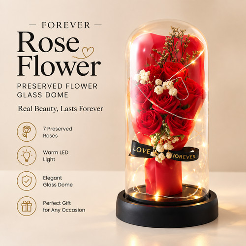 Forever rose glass dome - forever, in