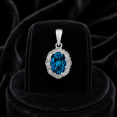 Oval floral blue topaz diamond - floral,
