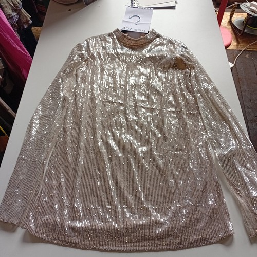 Glam gold sequin mock neck - mock,