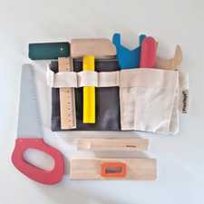 Plan Toys Wooden Tool Kit & Tool Belt Playset Building Construction DIY Roleplay