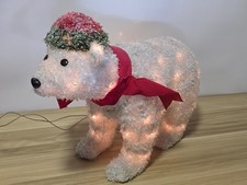 Ice Crystal Polar Bear Light Up Figure Christmas Big UK Mains Plug Vintage Xmas.