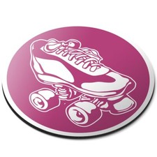 Round Mouse Mat Roller Skates Boots Retro 80's Disco #56112