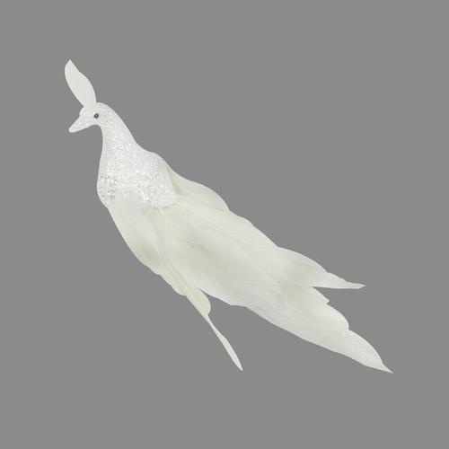 White feather peacock 19cm - white,