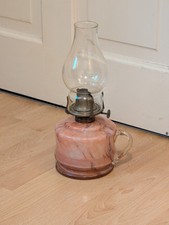 Vintage Mottled Pink Glass Finger Oil Lamp