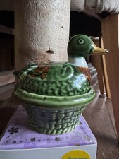 Vintage Green Ceramic Duck