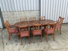 Stunning Yew / Burr Walnut Dining Table And Chairs Antique Reproduction- DELIVER