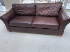  M&S LARGE ABBEY BROWN LEATHER 3 SEATER SOFA 