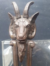 Large Antique Kenrick Cast Iron Goat Head Door Knocker Satanic Demonic