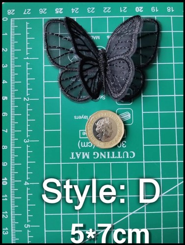 Black butterfly lace appliqué - butterfly,