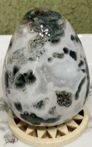Crystal moss agate egg - moss,