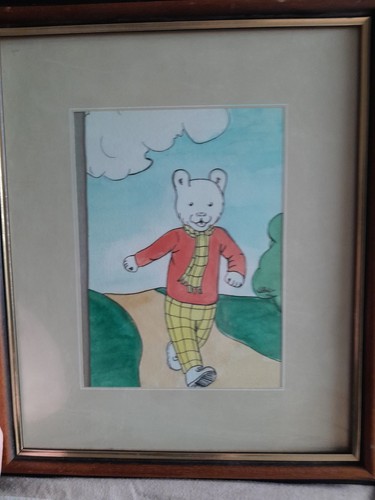 Framed watercolour rupert - watercolour,