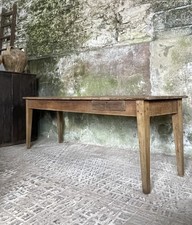 Antique French Rustic Farmhouse Kitchen Table . Poplar & Chestnut . 1 Drawer.