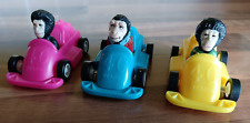 3 x PG TIPS 40th Anniversary Vintage Chimp Monkey In Car Pink, Blue, Yellow