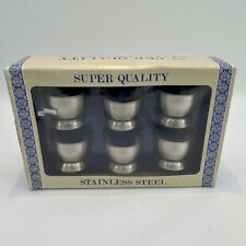 Vintage Super Quality Stainless Steel Egg Cups x 6 - Boxed New Old Stock
