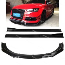 For Audi A3 8P S3 86.6" Side Skirts Rock Panel Front Bumper Spoiler Splitter Lip