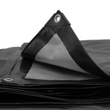 Heavy Duty Waterproof Tarpaulin Tarp Cover 240G Black/Silver Ground Sheet
