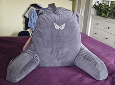 OHS Teddy Cuddle Cushion Charcoal, Reading Cushion And Neck Pillow