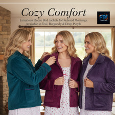 Ladies  Bed Jacket  Ladies Soft Fleece Button  up Nightwear  pyjamas Embosed