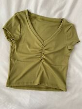 Ruched Sage Green Crop Top Size M