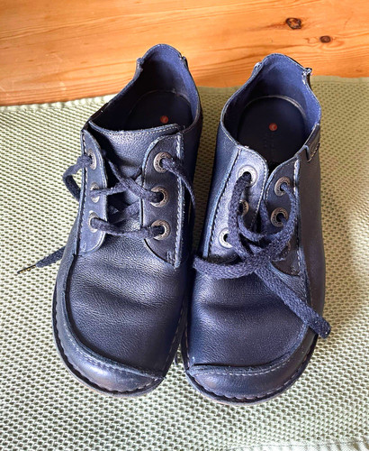 Clarks navy leather - navy, up